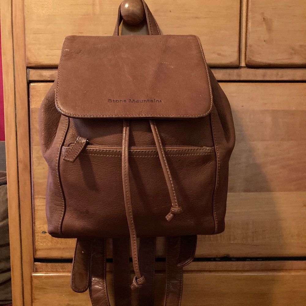 STONE MOUNTAIN Genuine Leather Backpack - Caramel Color - Medium Size